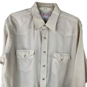 Wrangler Men’s Vintage Shirt Gorgeous Pearl Snap Buttons Size 17/34 Made in USA